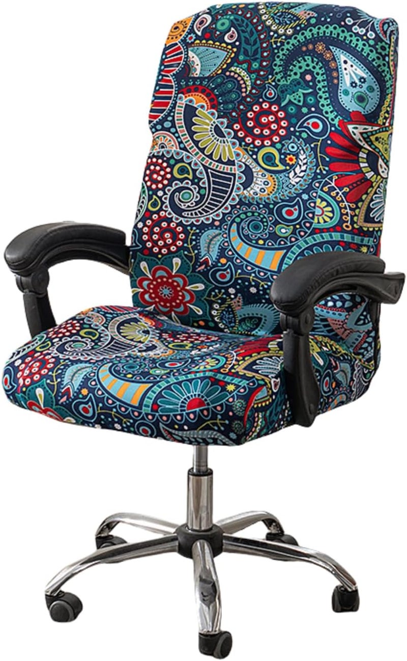 NILUOH Stretch Office Computer Chair Cover with Zipper, Rotating Boss Chair Slipcovers, Soft Chair Cover for Dorm Desk Chair, Soft Fit Universal Removable Spandex - Image 1